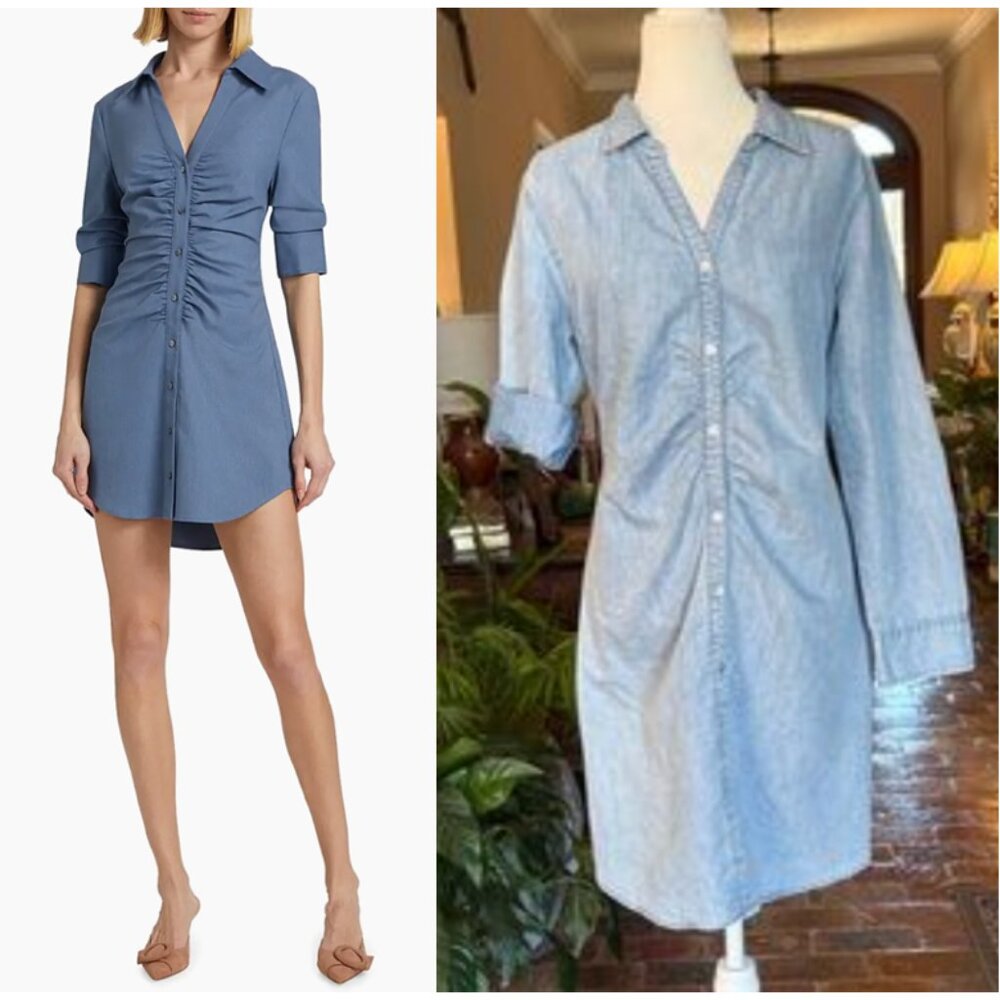 Given Kale ruched front button up shirt dress size XL